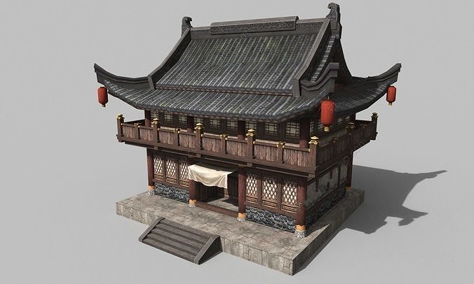Chinese style wooden attic 3D model