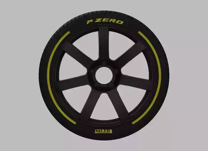 Miniature Enkei PF07 Rim and Tire - 3D Print - No Textures