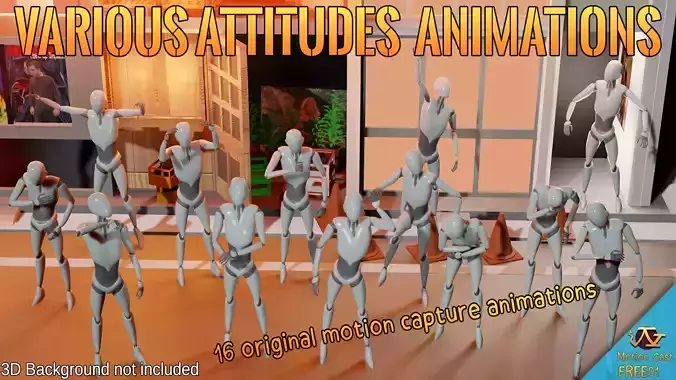 Various Attitudes animations - Motion Cast - FREE01 Free 3D model