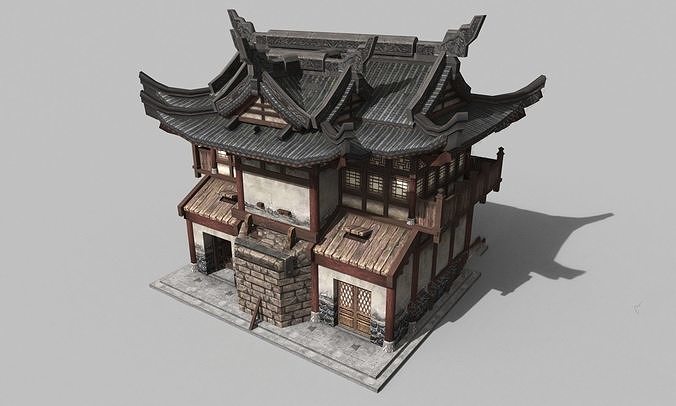 Chinese style wooden attic 3D model