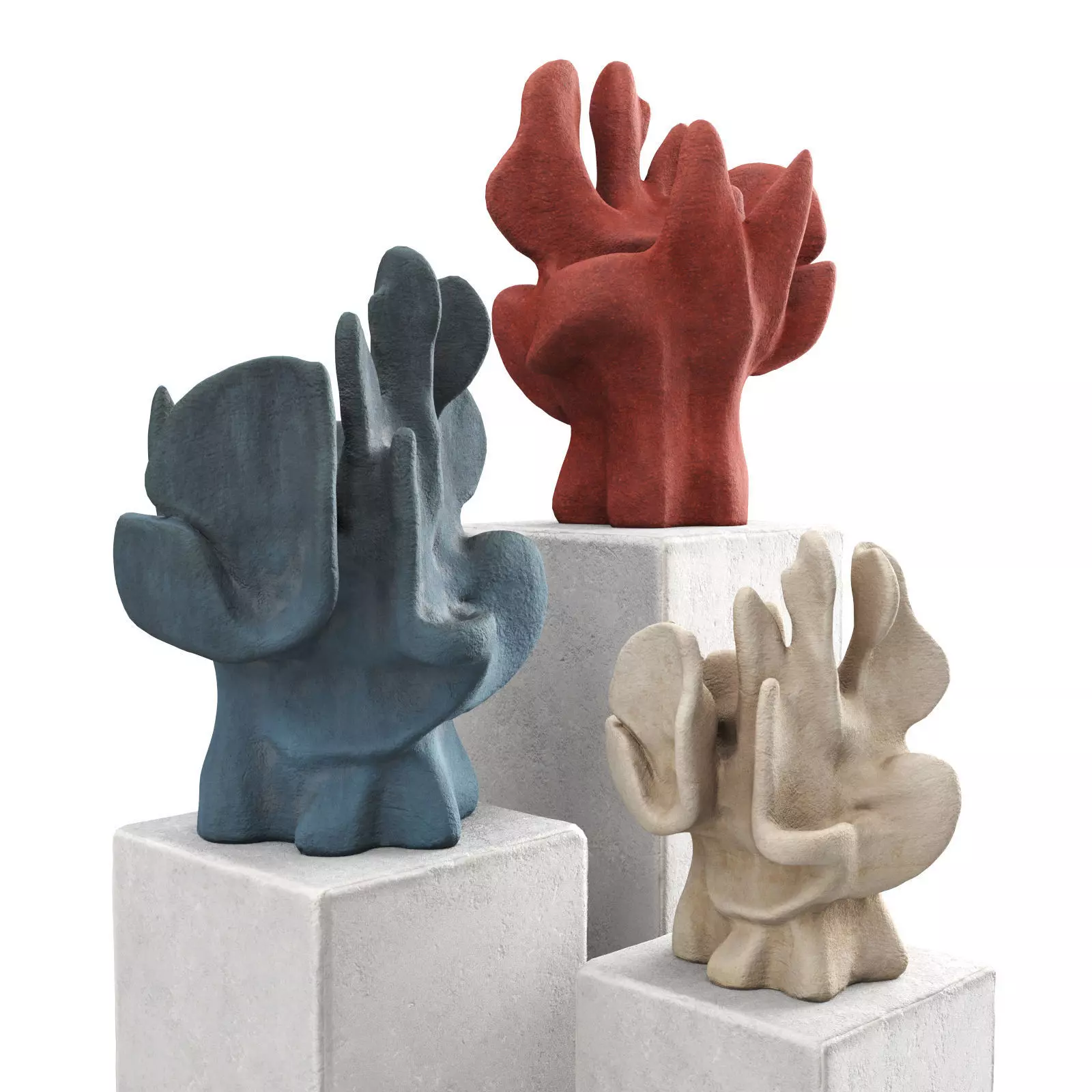 Coral art figure Low-poly 3D model