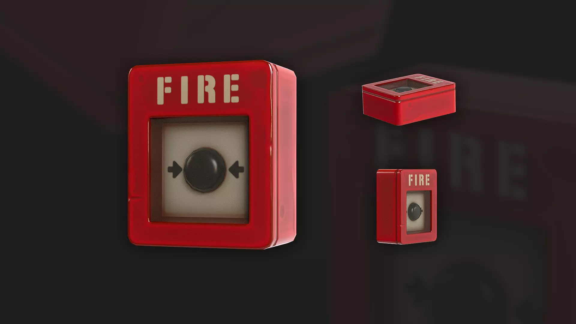 Stylized Fire Alarm Call Point Free low-poly 3D model_0