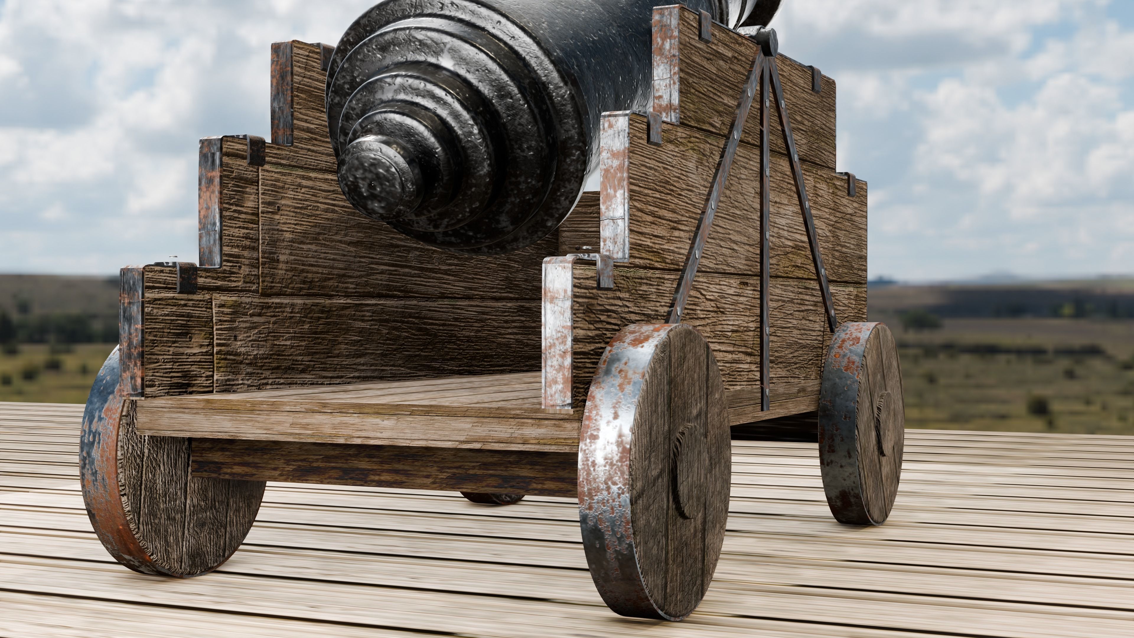 Old Artillery Cannon 3D model_12