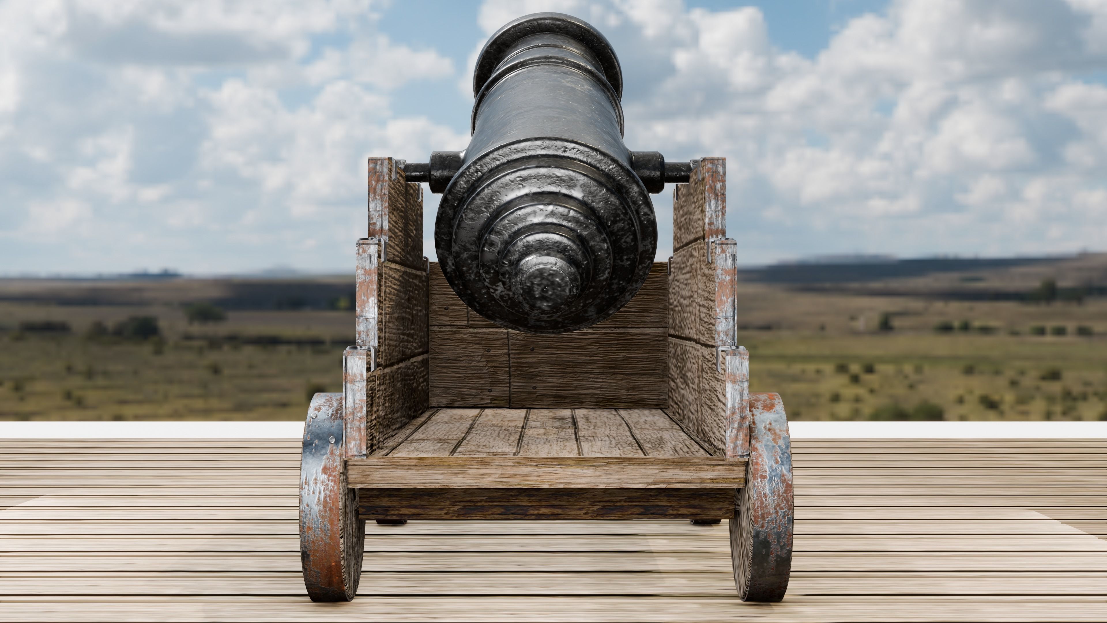 Old Artillery Cannon 3D model_10