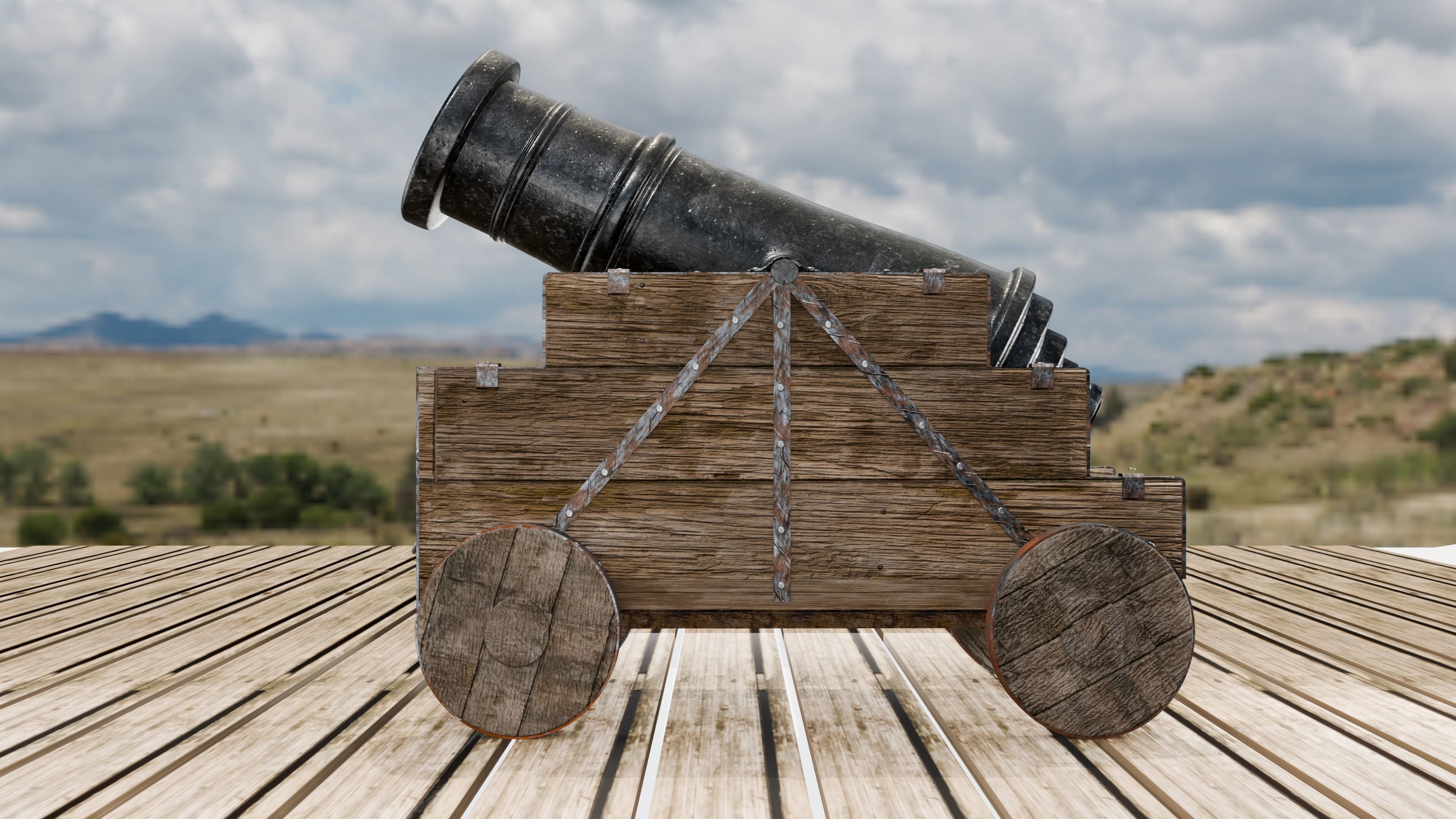 Old Artillery Cannon 3D model_5