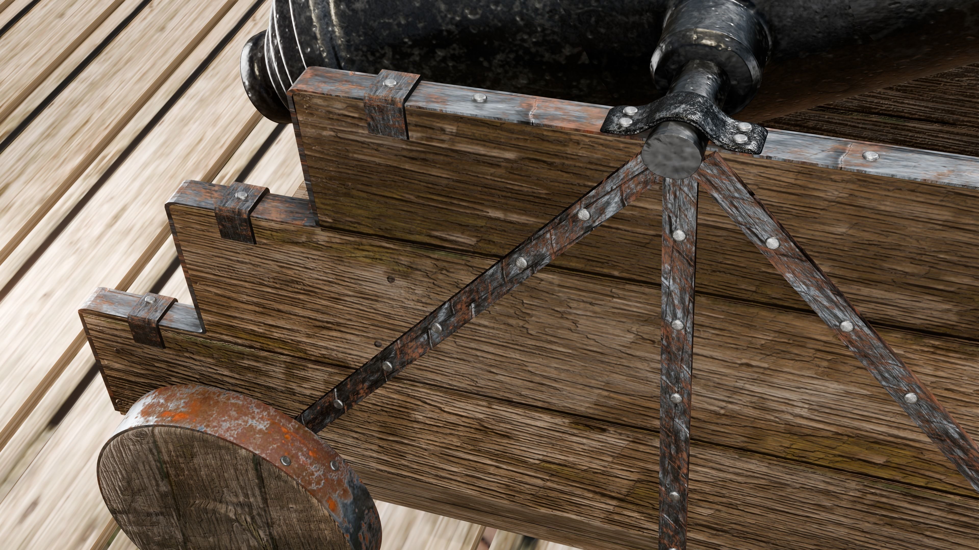 Old Artillery Cannon 3D model_11