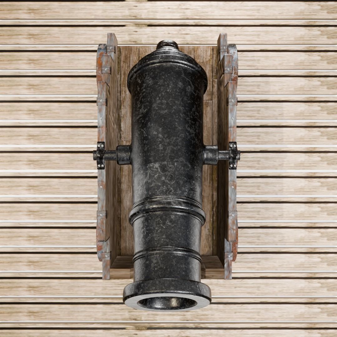 Old Artillery Cannon 3D model_1