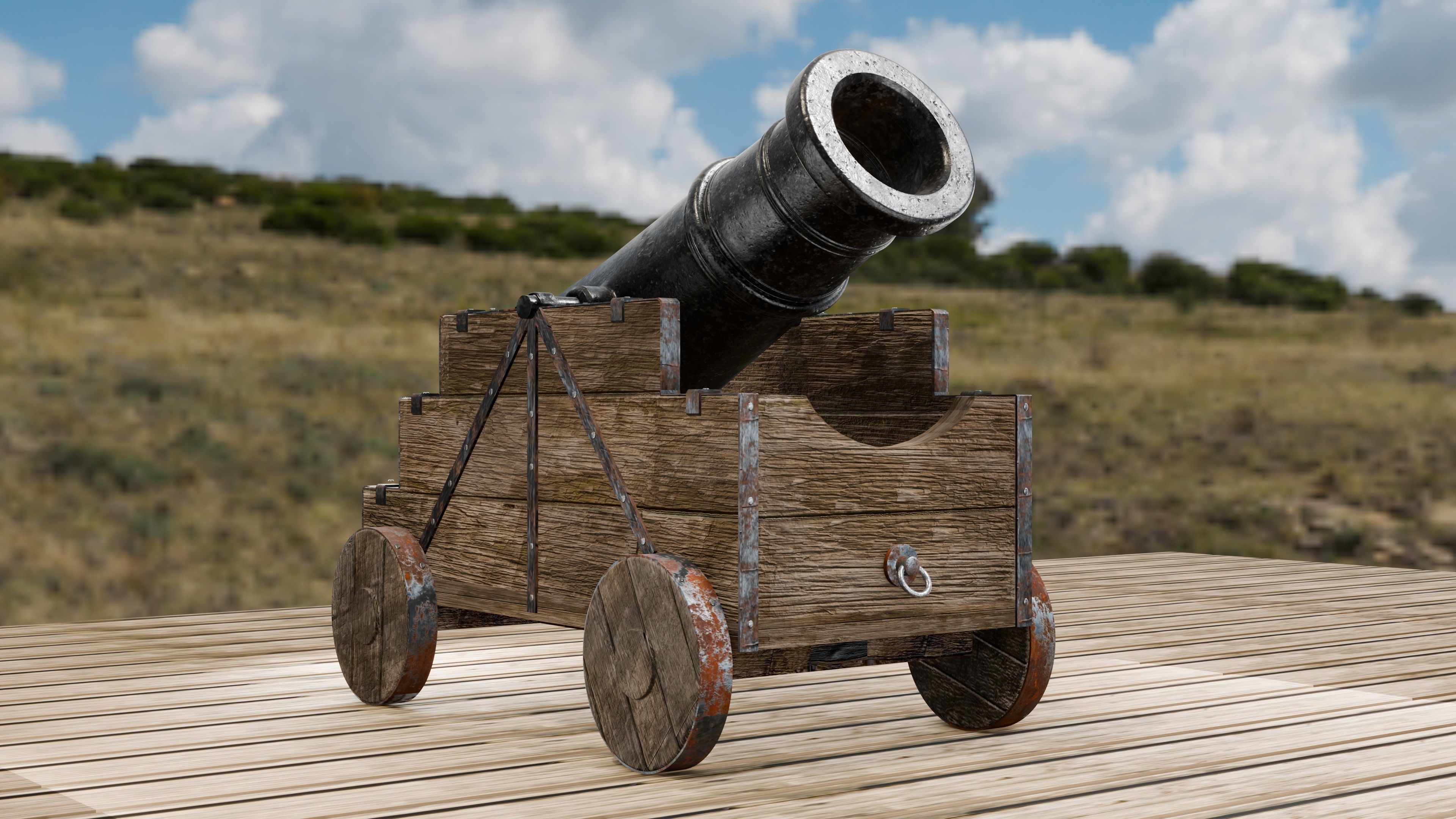 Old Artillery Cannon 3D model_3