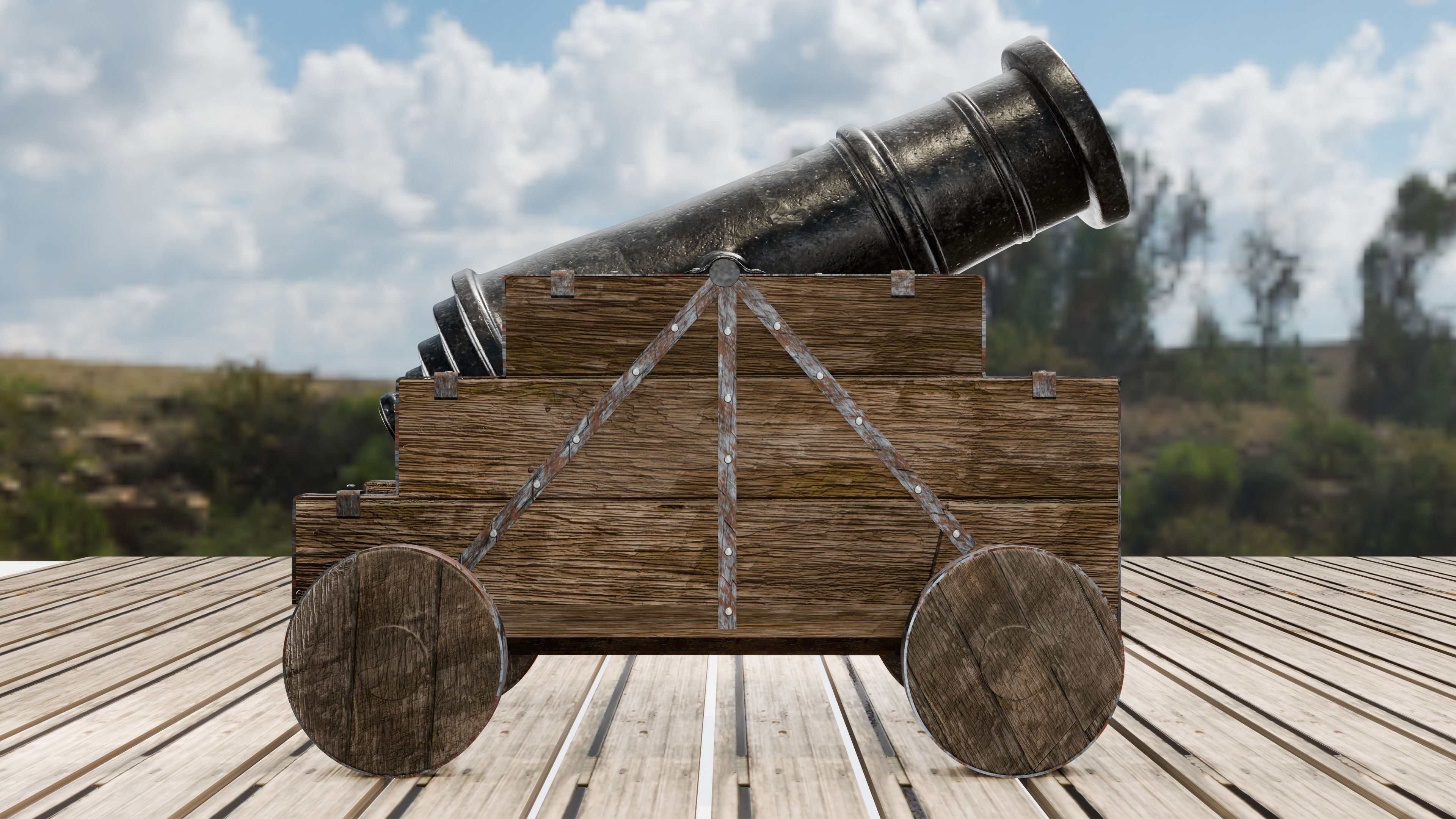 Old Artillery Cannon 3D model_2