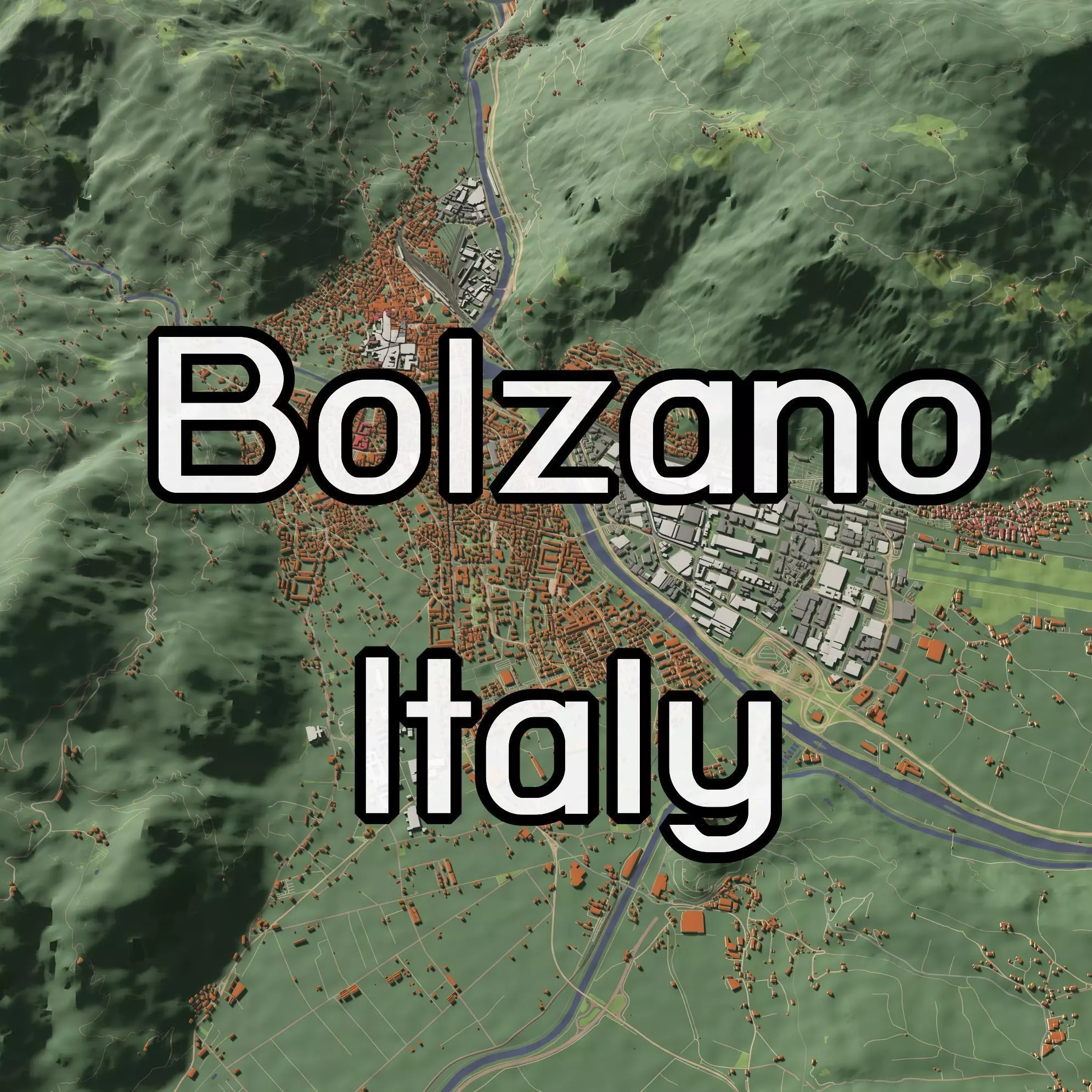 Bolzano Italy - city and urban 3D model