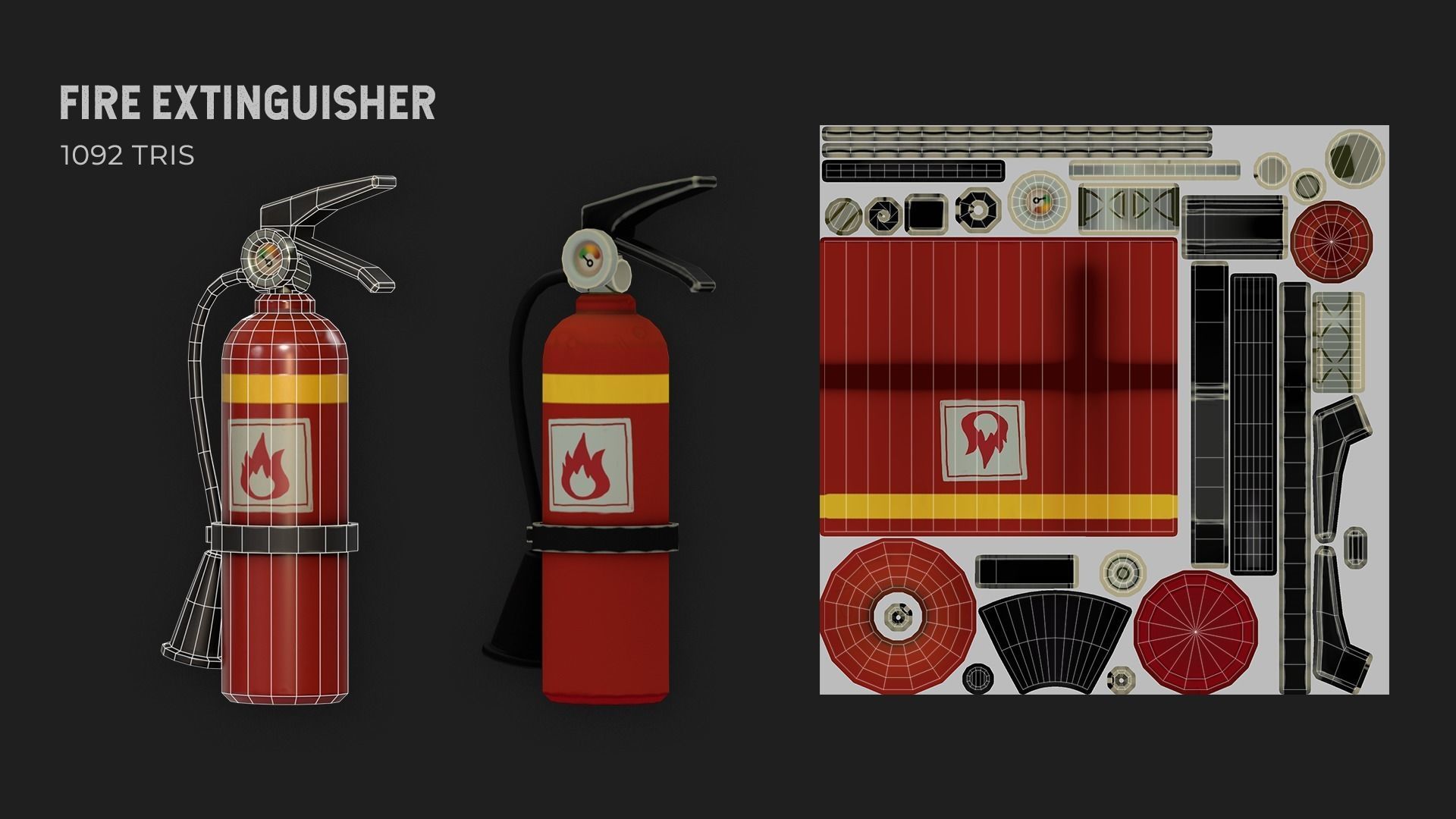 Fire Extinguisher Stylized Low-poly 3D model_5