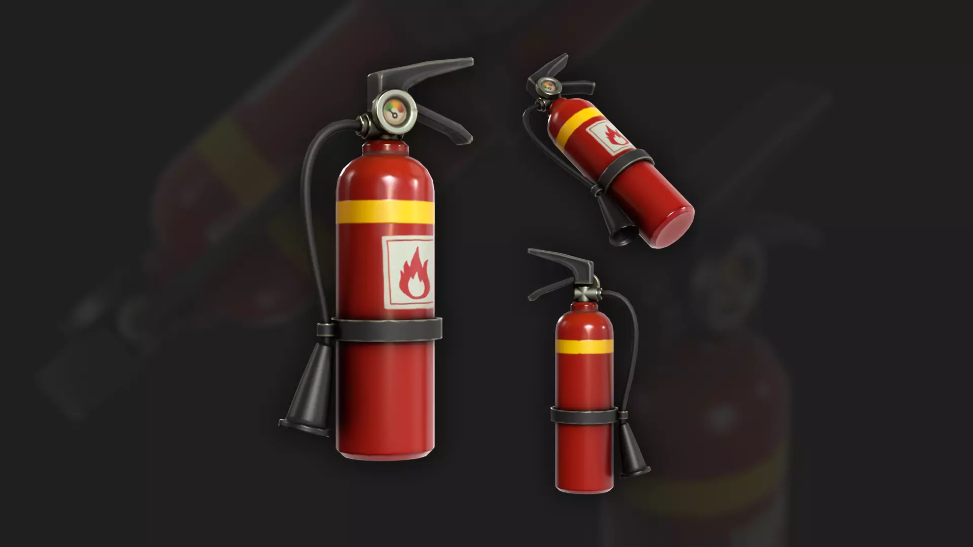 Fire Extinguisher Stylized Low-poly 3D model_0