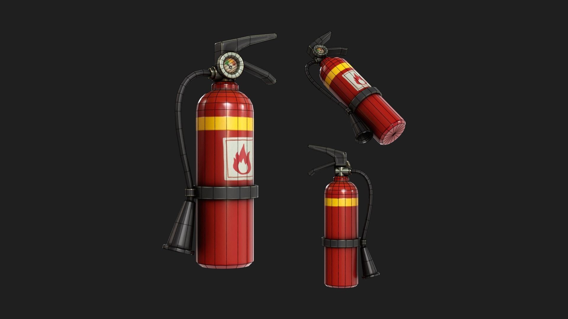 Fire Extinguisher Stylized Low-poly 3D model_2