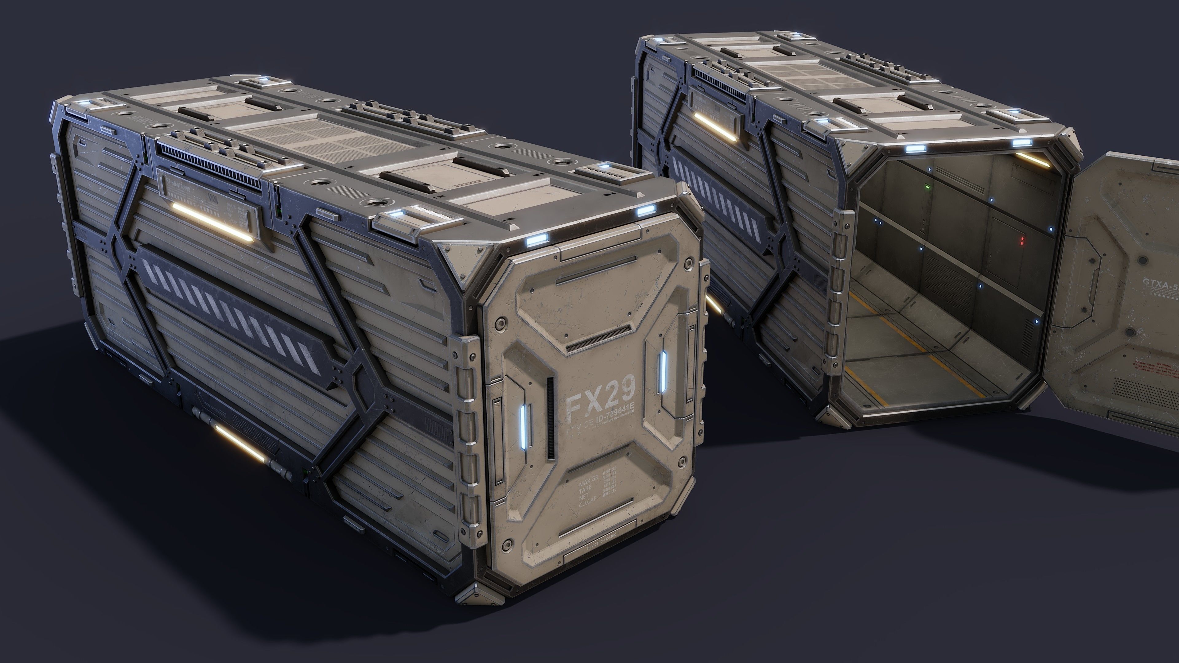 Sci-Fi Container Type C-PBR Low-poly 3D model_1