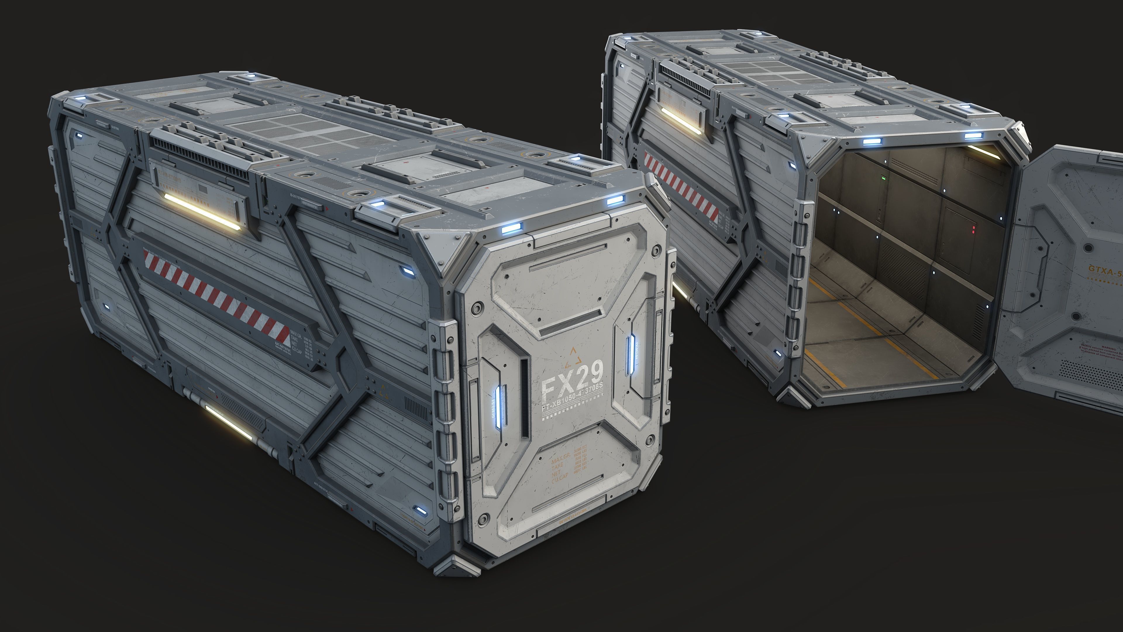 Sci-Fi Container Type C-PBR Low-poly 3D model_2