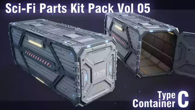 Sci-Fi Container Type C-PBR Low-poly 3D model