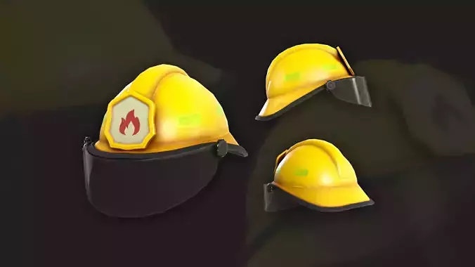 Firefighter Helmet Yellow Stylized