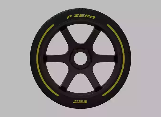 Miniature Enkei T6R Rim and Tire - 3D Print - No Textures