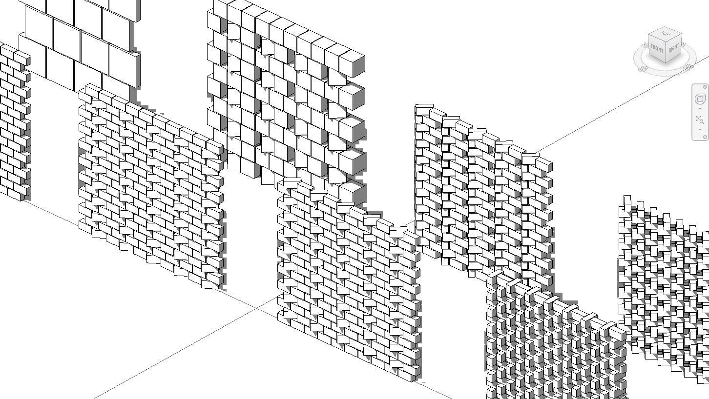 Parametric Brick- Masonry Wall with various array options Low-poly 3D model_1