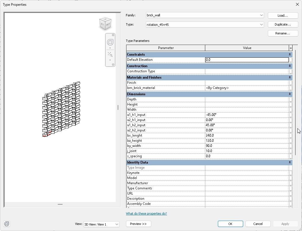 Parametric Brick- Masonry Wall with various array options Low-poly 3D model_4