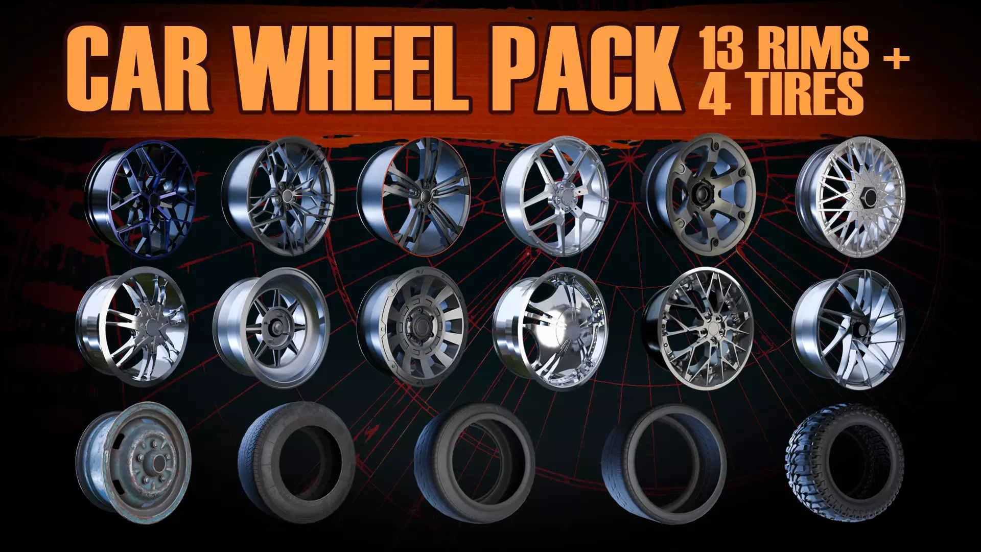 Car Wheel Pack Low-poly 3D model_0
