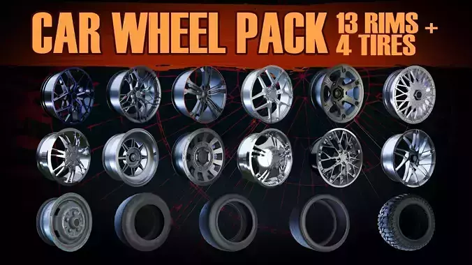 Car Wheel Pack Low-poly 3D model