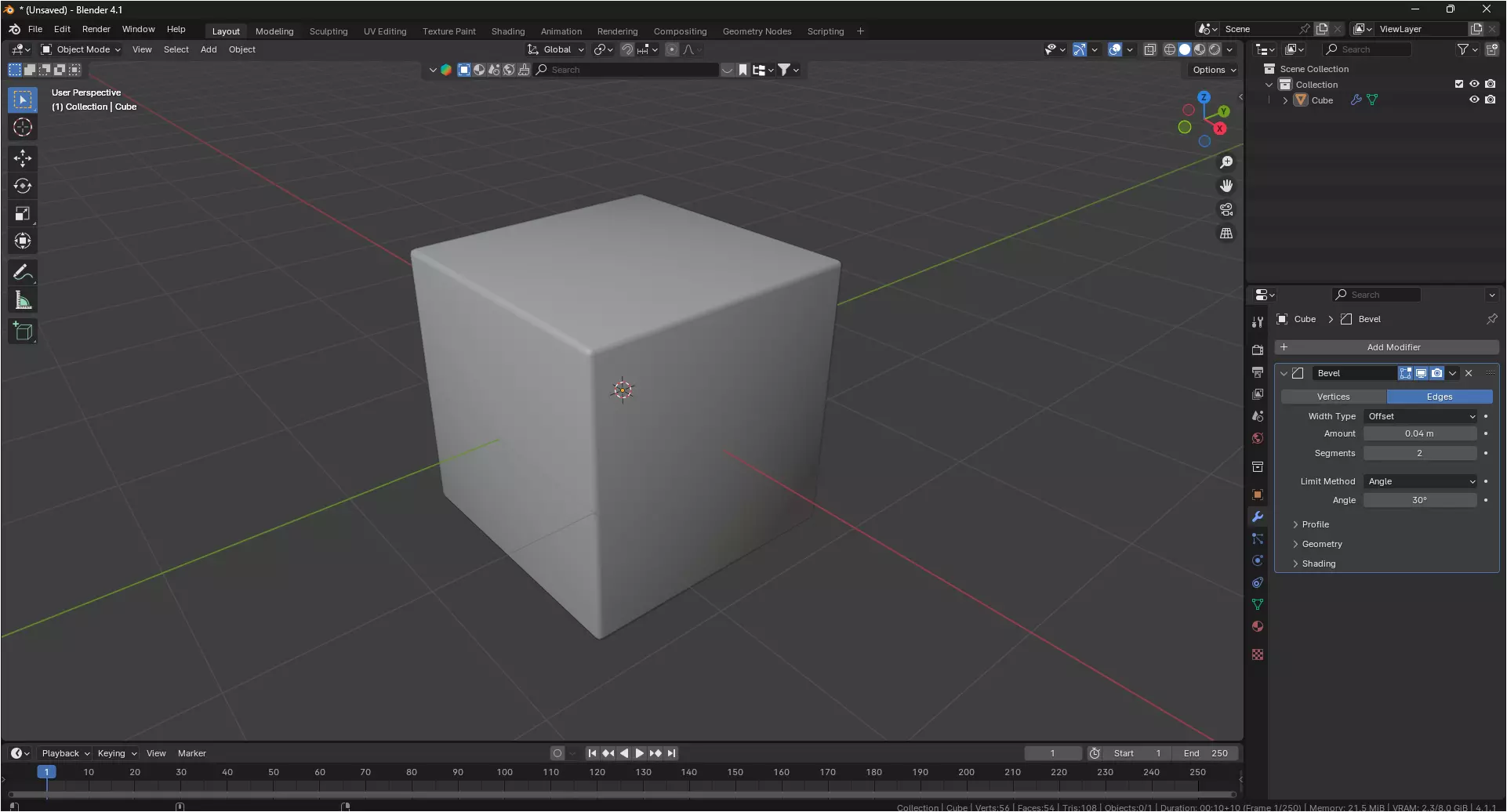 Blender Default Cube But With Bevel Free low-poly 3D model_0