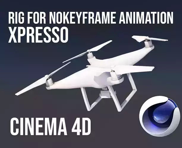 Aerodynamically Rigged 3D Drone Model Cinema4D