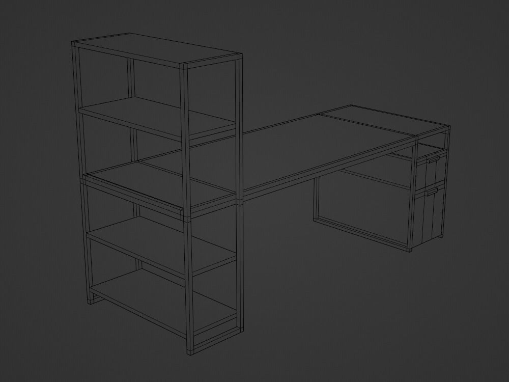 Modern Desk Low-poly 3D model_7