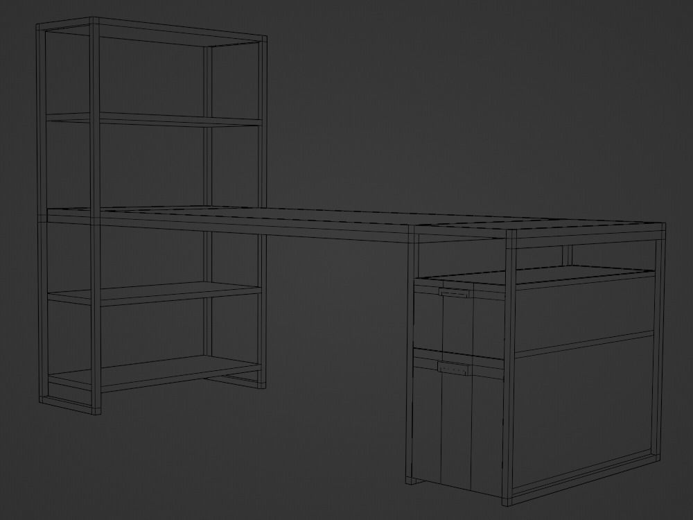 Modern Desk Low-poly 3D model_6