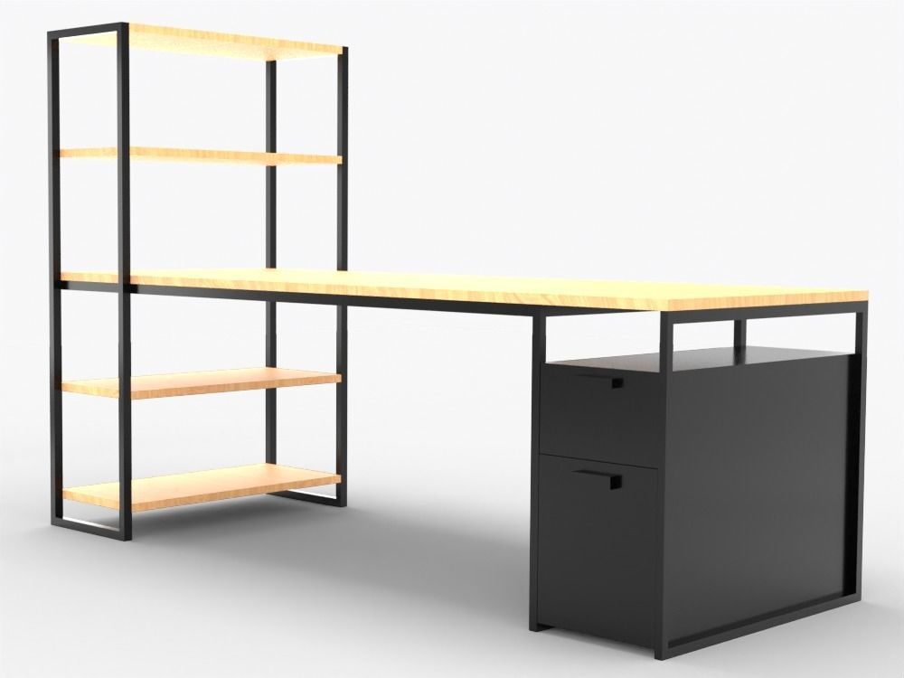 Modern Desk Low-poly 3D model_3