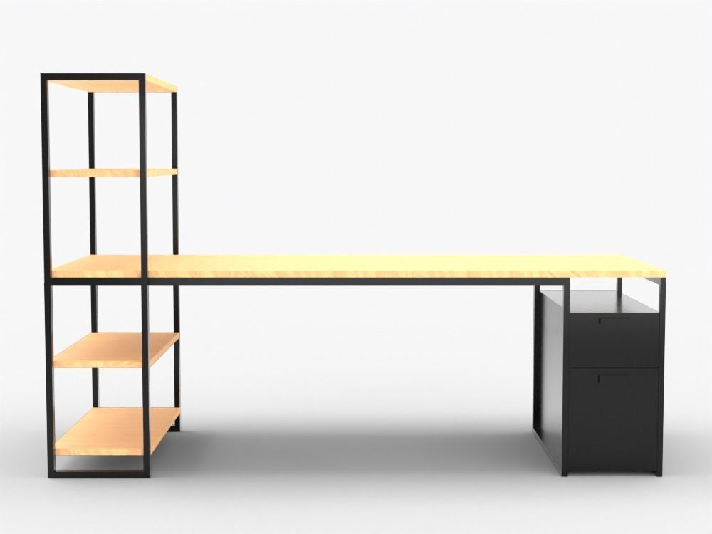 Modern Desk Low-poly 3D model_2