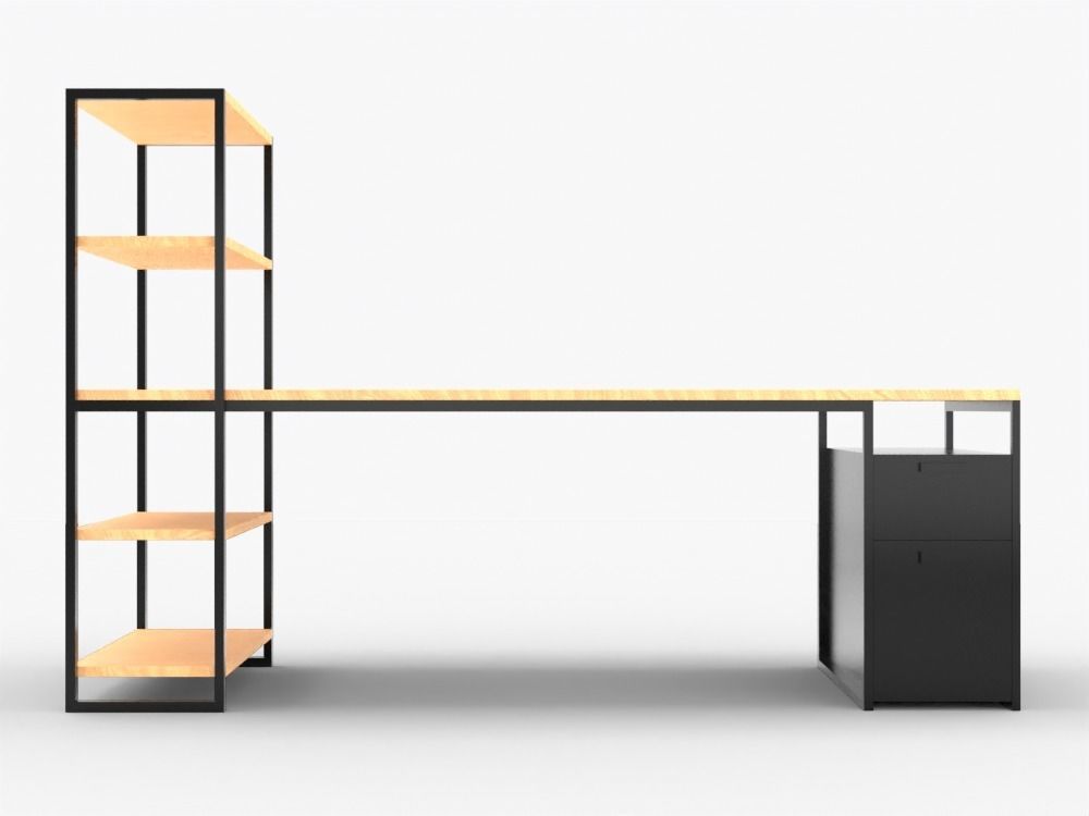 Modern Desk Low-poly 3D model_5