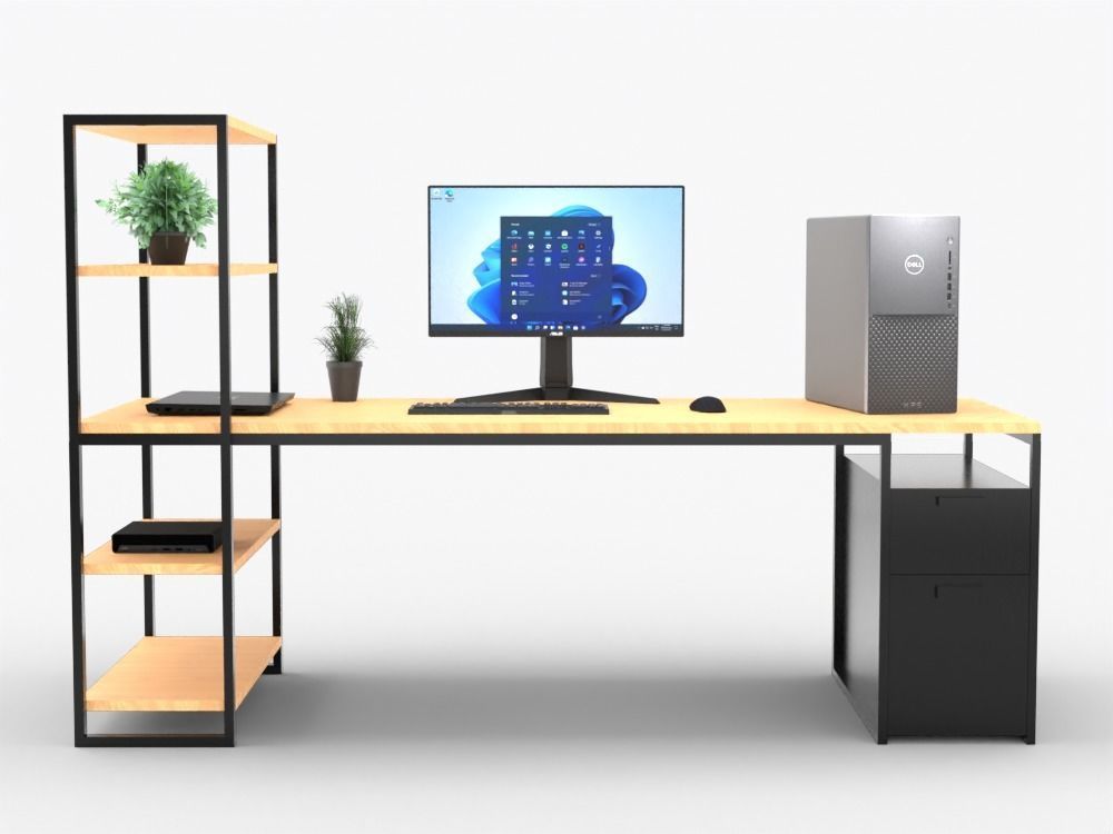 Modern Desk Low-poly 3D model_1