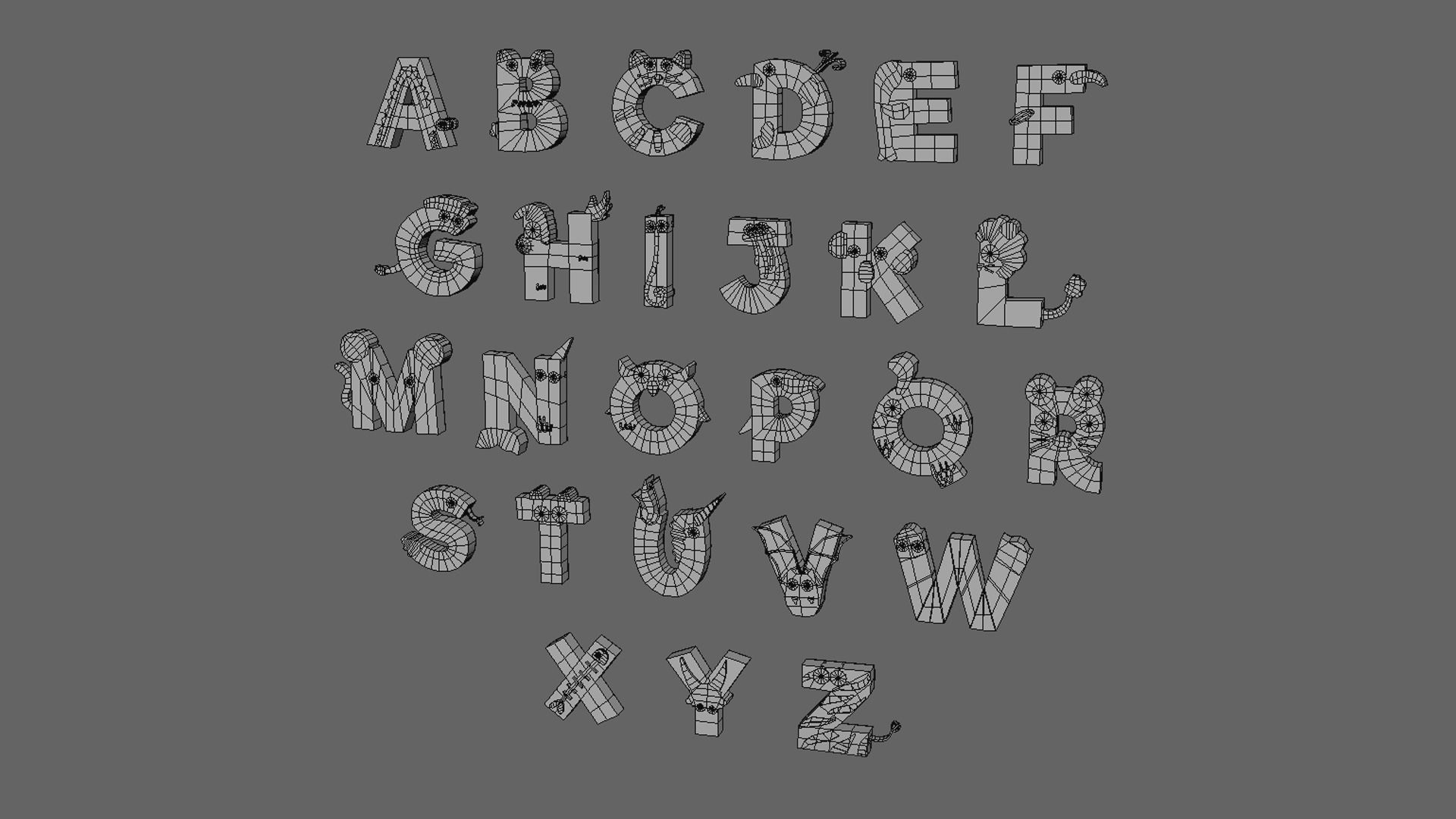 Cartoon Animal Alphabet v023 Low-poly 3D model_18