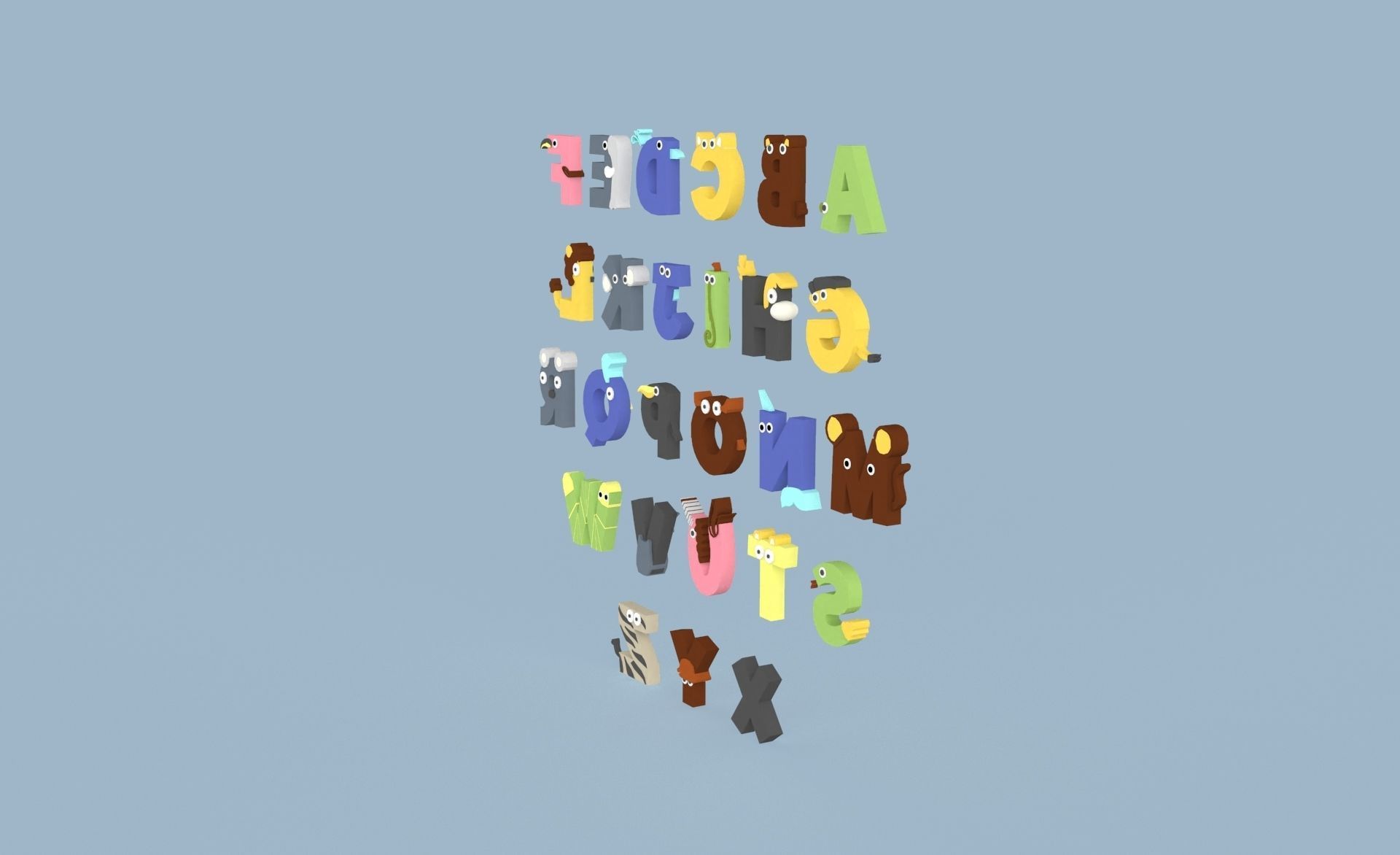 Cartoon Animal Alphabet v023 Low-poly 3D model_10