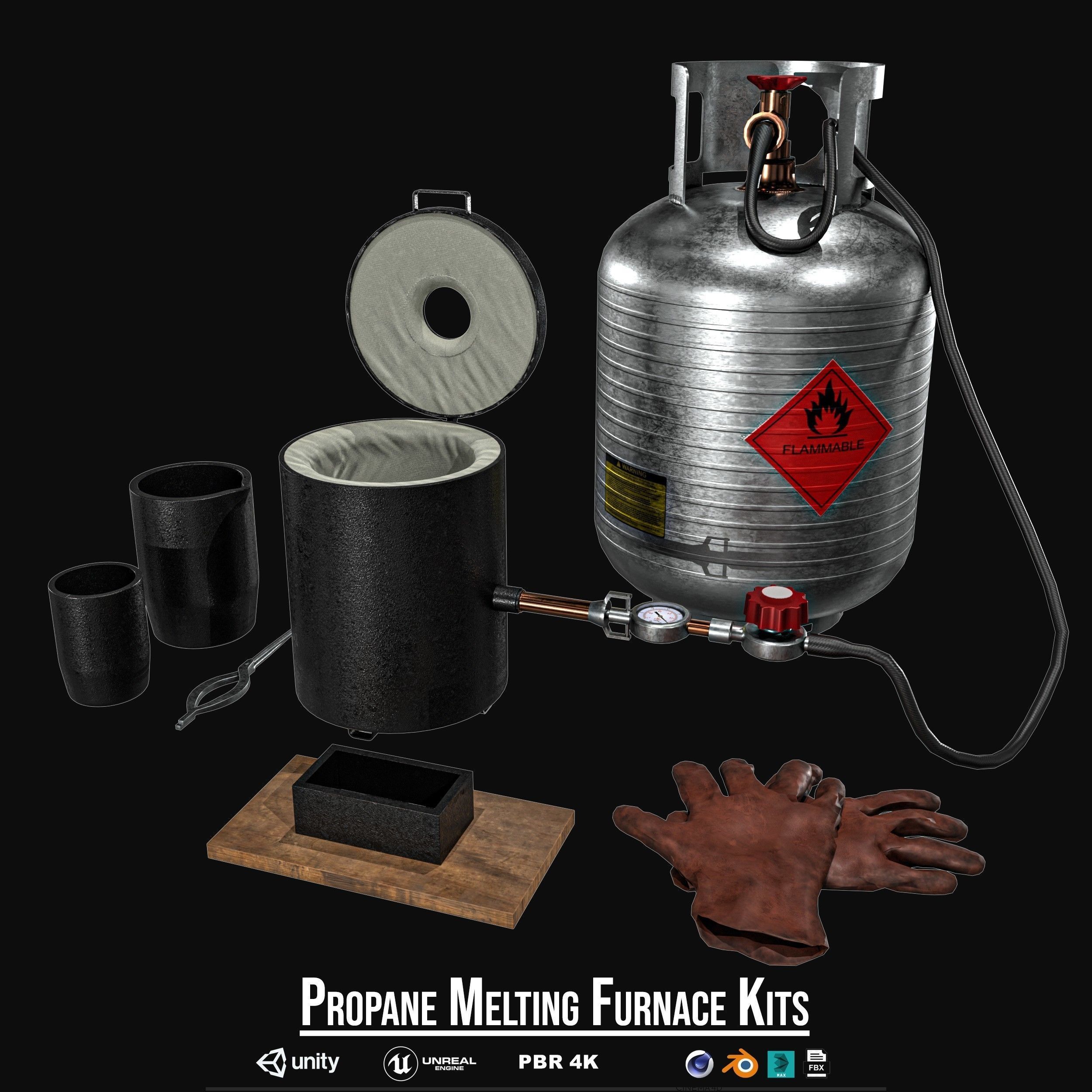 Propane Melting Furnace Kits Low-poly 3D model_1