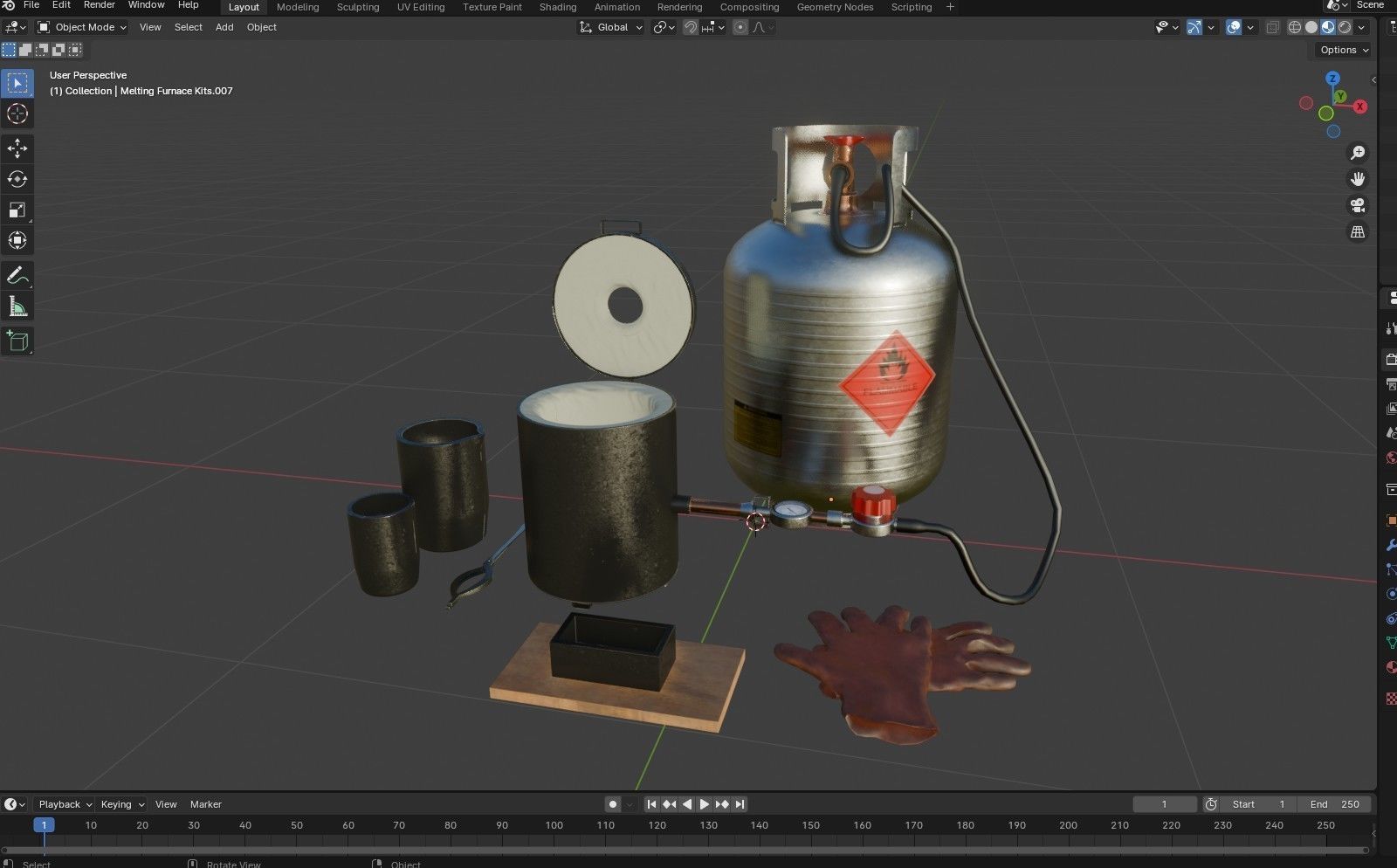 Propane Melting Furnace Kits Low-poly 3D model_16