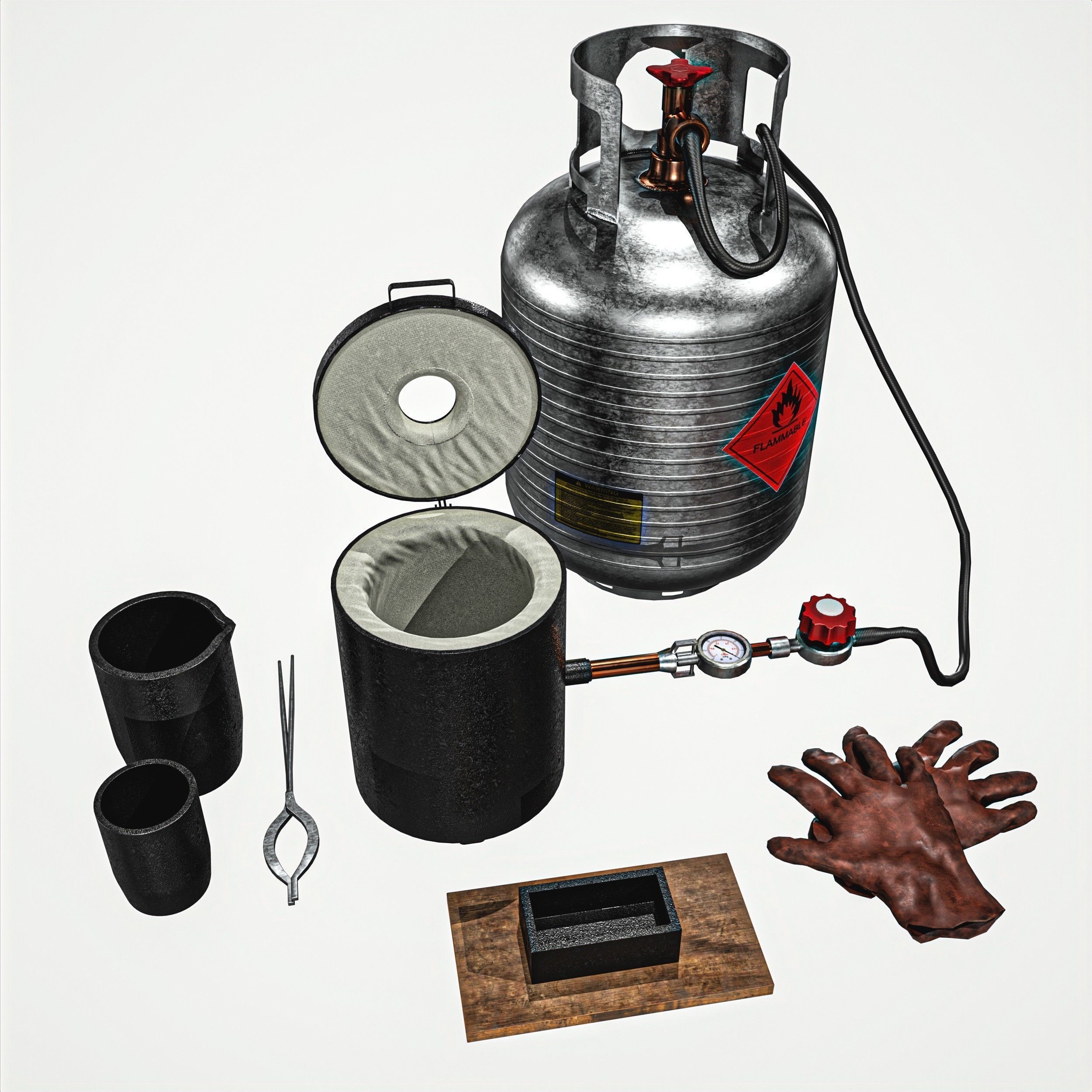 Propane Melting Furnace Kits Low-poly 3D model_2
