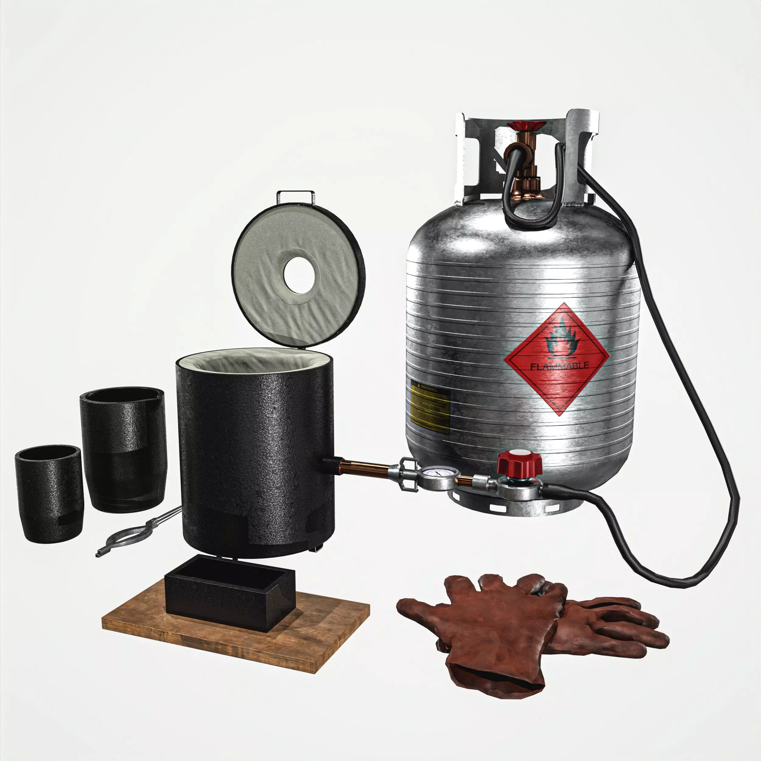 Propane Melting Furnace Kits Low-poly 3D model_0