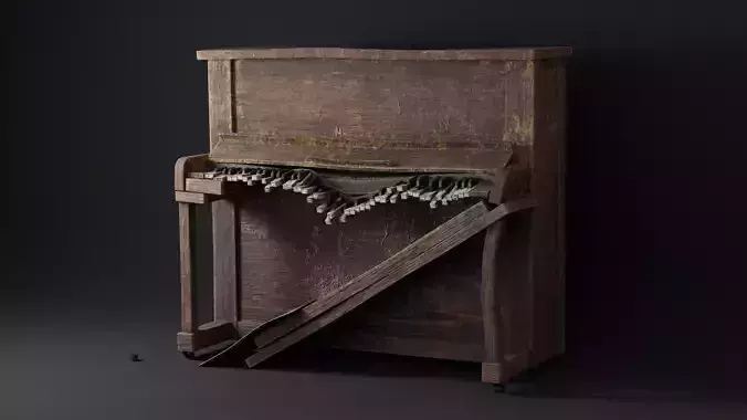 Old Broken Wooden Piano
