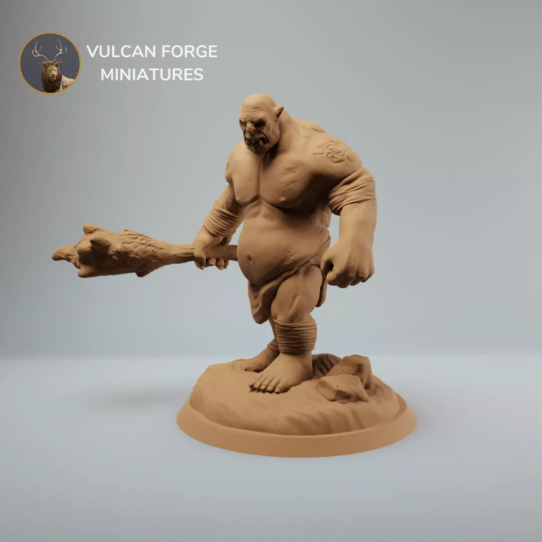 Ogre marauder with club dnd mini - pre supported 3D print model