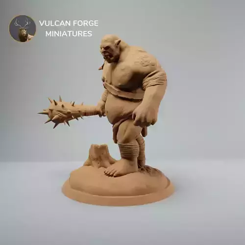 Ogre marauder with spiked club dnd mini - supported 3D print model