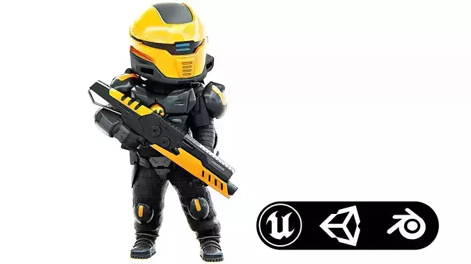 CYBER SOLDIER XC-50  Rigged for Unreal Engine - Unity - MIXAMO