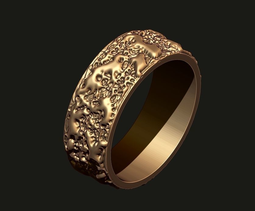 WEDDING RING WITH A SPLASH TEXTURE Printable Model 3D print model_5