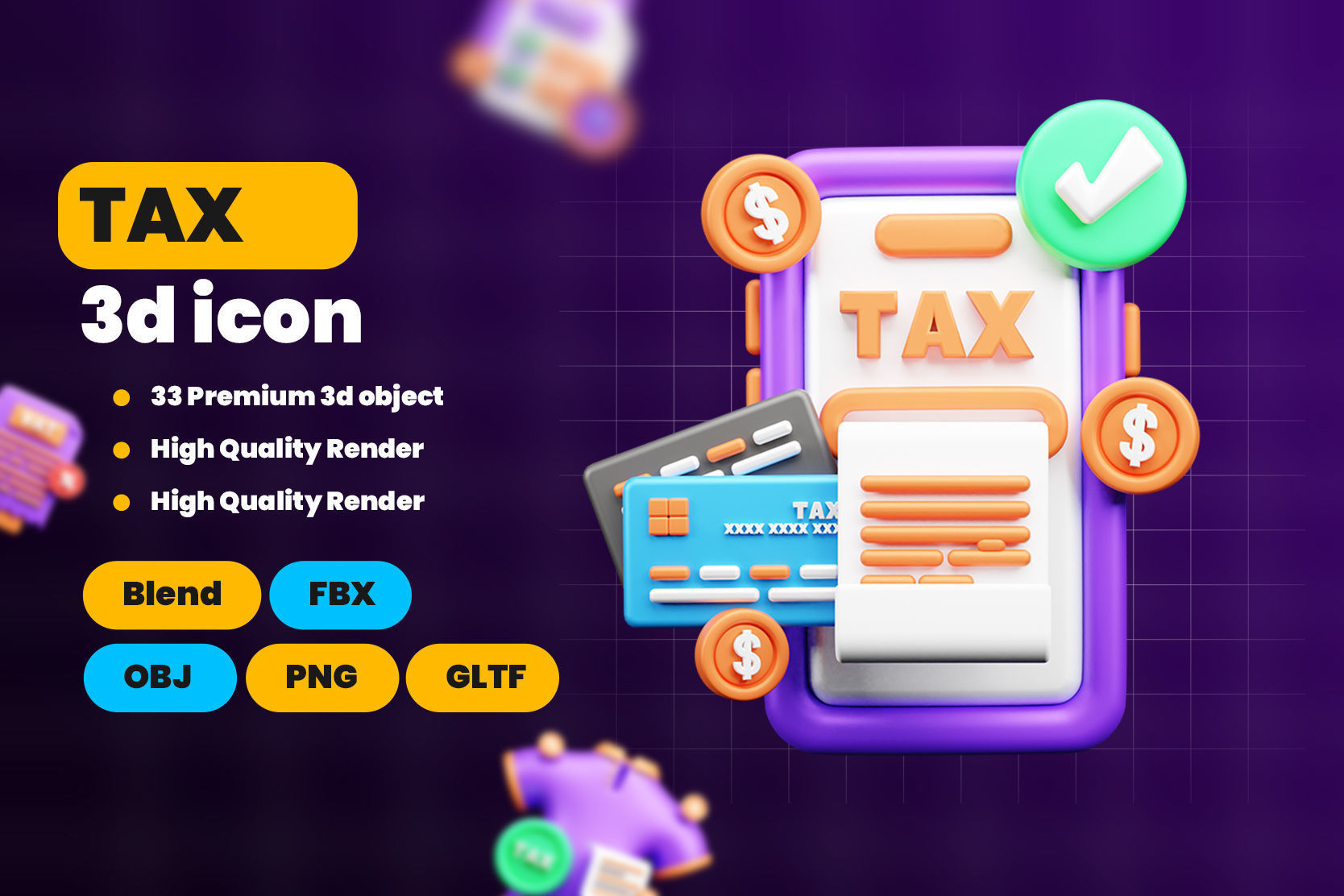 TAX 3d Illustration  Icon Pack 3D model_1