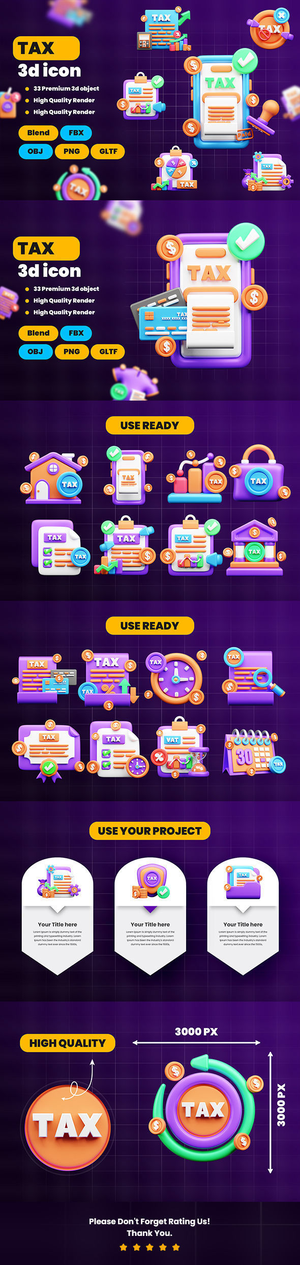 TAX 3d Illustration  Icon Pack 3D model_94