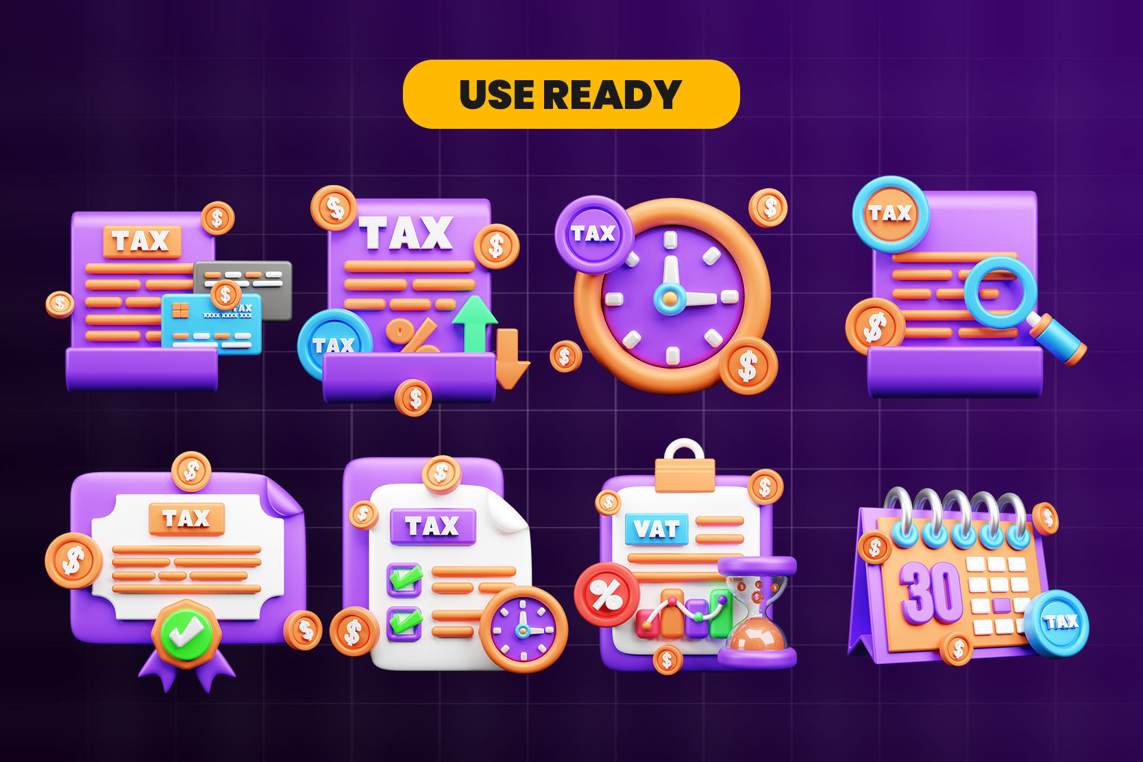 TAX 3d Illustration  Icon Pack 3D model_3