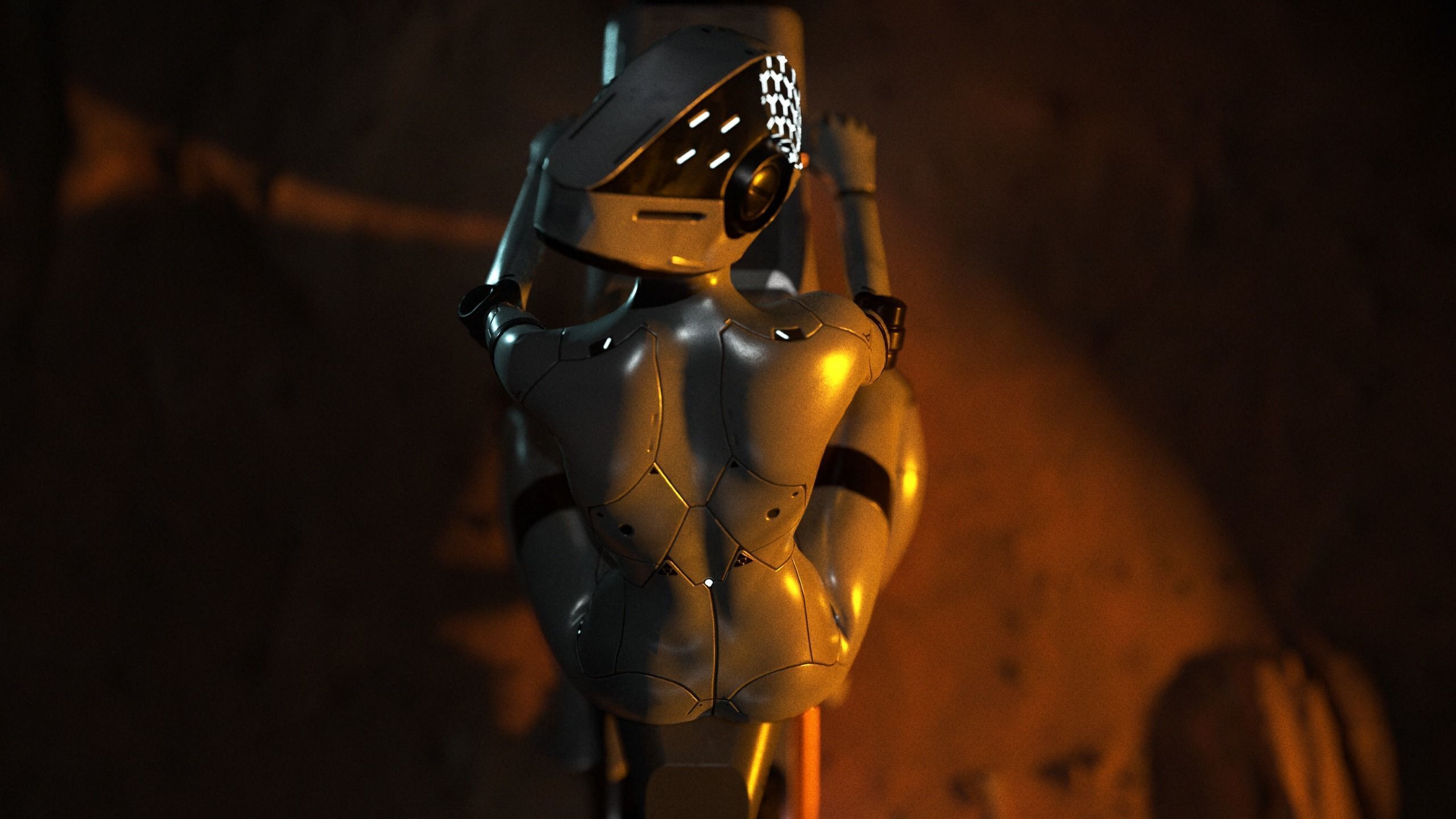 NEON - cybernetic girl Low-poly 3D model_6