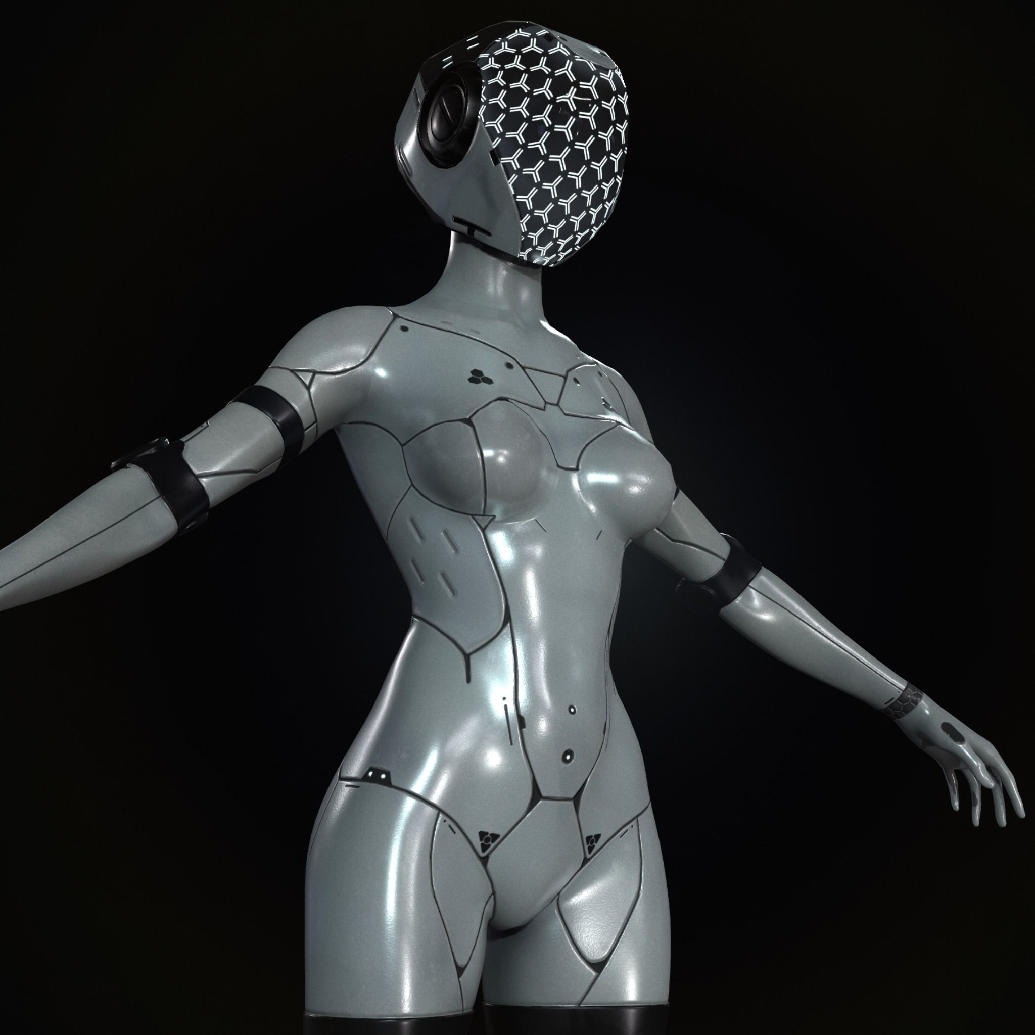 NEON - cybernetic girl Low-poly 3D model_5